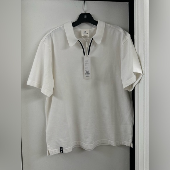 NWT $95 Magnlens Half zip Up Polo Shirt White Small S Cotton Blended Regular Fit - Picture 4 of 12